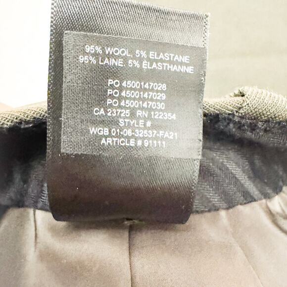 Babaton Olive Green Pleated Slacks Pants Skinny Fit Size 00 - Picture 8 of 9